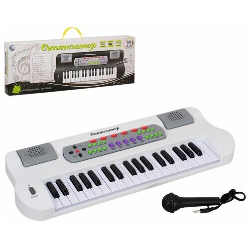 Детский музыкальный инструмент синтезатор с микрофоном 37 клавиши от компании М.Видео - фото 1