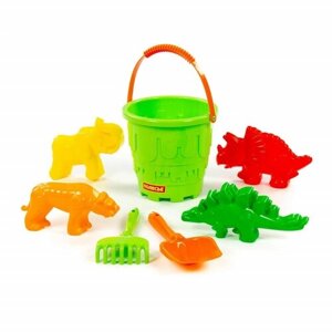 Детский набор для игры в песочнице: ведро, лопатка, грабельки, формочки