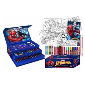 Детский набор для творчества / набор юного художника / Набор для рисования 54 предмета в ящичке с героем комиксов