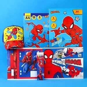 Детский подарочный набор "Человек-паук", набор для творчества и школы, 9 предметов