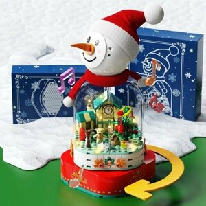 Детский развивающий конструктор блочный " Рождественский снеговик"220 деталей