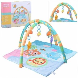Детский развивающий коврик для новорожденного с дугой, подвесными игрушками / Детский развивающий игровой коврик для малышей и новорожденных