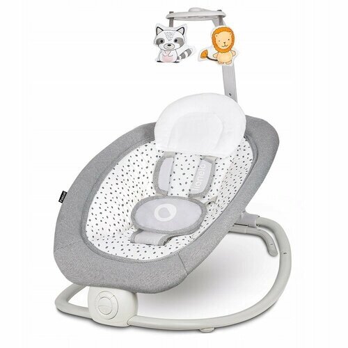 Детский шезлонг качалка для новорожденных, кресло -качалка баунсер для малышей Lionelo Pascal Grey Dove от компании М.Видео - фото 1