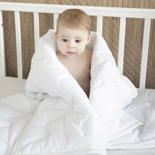 Детское одеяло теплое для новорожденных 105х140 лебяжий пух (200гр.) стеганое, всесезонное в кроватку и коляску Baby nice от компании М.Видео - фото 1