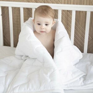 Детское одеяло теплое для новорожденных 105х140 лебяжий пух (200гр.) стеганое, всесезонное в кроватку и коляску Baby nice