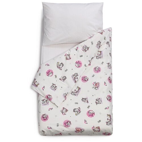 Детское постельное белье в кроватку 120*60 SWEET DREAMS MOSCOW UNICORE розовый/серый от компании М.Видео - фото 1
