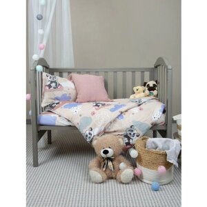 Детское постельное белье в кроватку Галтекс Панды бежевый