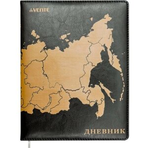 DeVENTE Дневник универсальный для 1-11 класса "Карта России", твёрдая обложка, искусственная кожа, шелкография, ляссе, тонированный блок, 48 листов