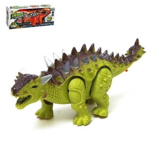 Динозавр «Анкилозавр» работает от батареек световые и звуковые эффекты цвет зелёный от компании М.Видео - фото 1