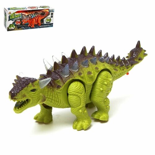 Динозавр «Анкилозавр» работает от батареек, световые и звуковые эффекты, цвет зелёный от компании М.Видео - фото 1