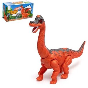 Динозавр «Диплодок», эффект дыма, откладывает яйца, с проектором, цвет оранжевый