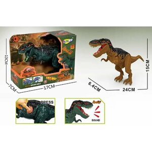 Динозавр на батарейках (звук) коричневый/зеленый в коробке