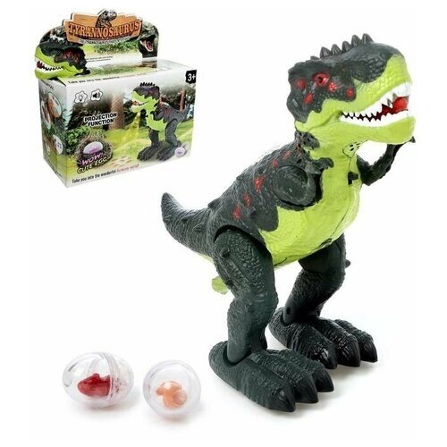 Динозавр «Рекс», откладывает яйца, проектор, свет и звук, работает от батареек, цвет зелёный от компании М.Видео - фото 1