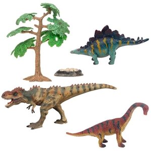 Динозавры и драконы для детей серии "Мир динозавров"стегозавр, тираннозавр, брахиозавр (набор фигурок из 5 предметов)
