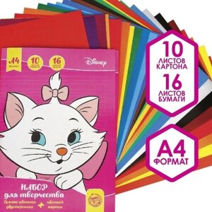Disney Набор "Коты Аристократы" А4: 10л цветного одностороннего картона + 16л цветной двусторонней бумаги