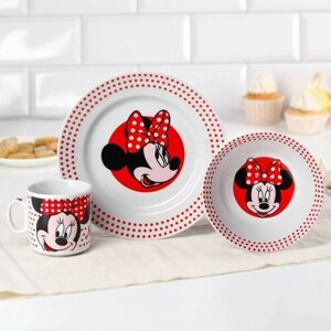 Disney Набор посуды, 3 предмета: тарелка Ø 16,5 см, миска Ø 14 см, кружка 250 мл, "Минни", Минни Маус