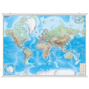 DMB Карта Мира обзорная на рейках 1:15 (4607048957059), 190  140 см