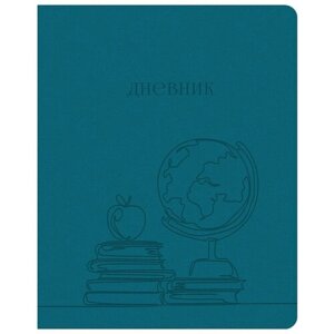 Дневник OfficeSpace Лайт, ArtSpace, "The Globe, Синий", 1-11 класс, 48 листов, экокожа, тиснение, ляссе (DU48kh_48655)