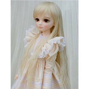 DollGa Wig LR-002_L Goldenrod (Парик длинный с челкой золотистый размер 24-26,7 см для БЖД кукол)