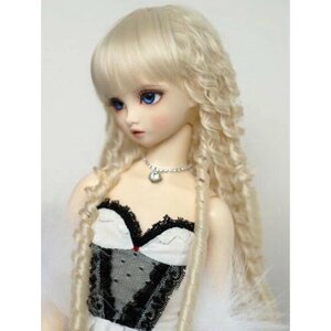 DollGa Wig LR-021_D EveСream (Длинный спиралевидный парик размер 15-18 см светлый блонд для БЖД кукол)