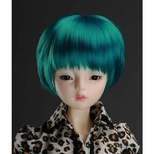Dollmore KL Short Cut Wig Blue (Короткий парик с чёлкой голубой размер 17,5-20 см для кукол Доллмор)
