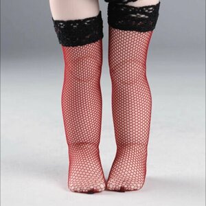 Dollmore Net Band Stockings Red (Чулки красные в сеточку с кружевом для кукол Доллмор)