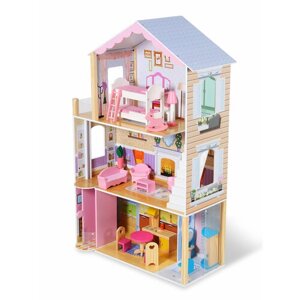 Дом для куклы деревянный с набором мебели