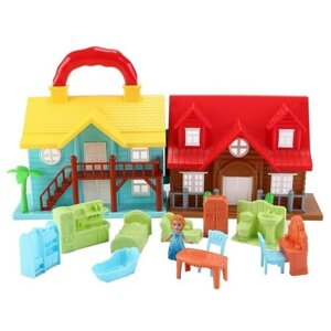 Дом кукольный, с мебелью и человечками, складной - Junfa Toys [SG-29014]
