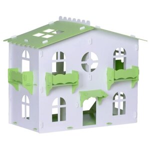Домик для кукол Загородный дом София бело-салатовый,с мебелью (000264)