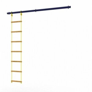 Дополнительная перекладина к шведской стенке с веревочной лестницей, турник для детского спортивного комплекса ультрамарин