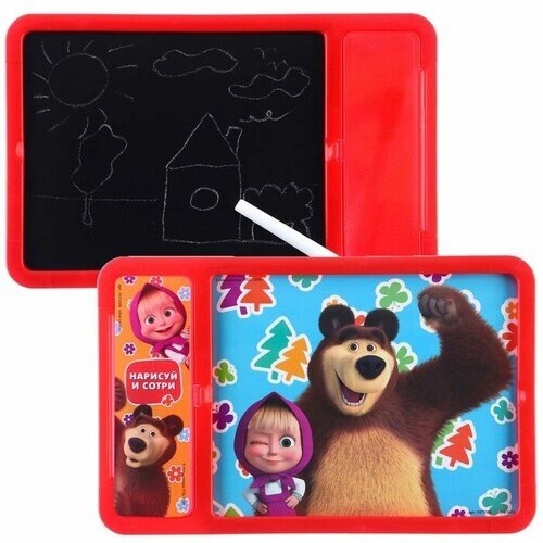 Доска для рисования с маркером-стиралкой, Маша и Медведь красный от компании М.Видео - фото 1
