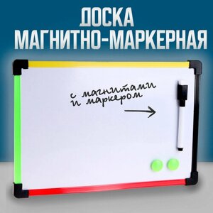 Доска магнитно-маркерная с магнитами и маркером «Цветная» 1 30 20 см, микс