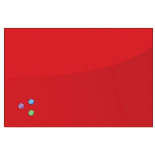 Доска магнитно-маркерная стеклянная (40х60 см), 3 магнита, красная, BRAUBERG, 236746 от компании М.Видео - фото 1