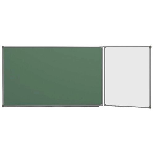 Доска школьная комбинированная 100х255 BoardSYS, двухэлементная меловая/маркерная, зеленая/белая, крыло справа 30ДЭ-255Кпр от компании М.Видео - фото 1
