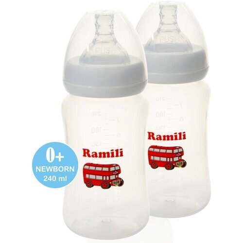 Две противоколиковые бутылочки для кормления Ramili Baby 240MLX2 от компании М.Видео - фото 1