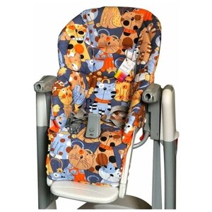 Двусторонний сменный вкладыш Стрекоза к стулу для кормления бренда Per Perego Tatamia, Оранжевые коты