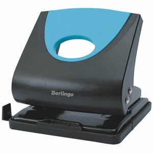 Дырокол Berlingo "Office Soft" 30л, пластиковый, синий, с линейкой, 305921