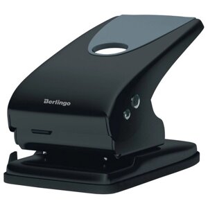 Дырокол Berlingo "Office Soft" 65л, металлический, черный, с линейкой