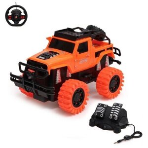Джип радиоуправляемый Truck, педали и руль, работает от аккумулятора, цвет оранжевый