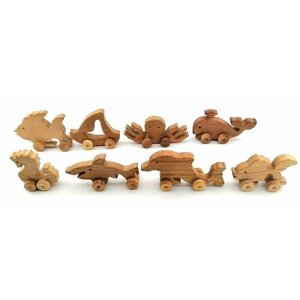 Эко набор "морские обитатели"деревянные игрушки-каталки/каталки для малышей