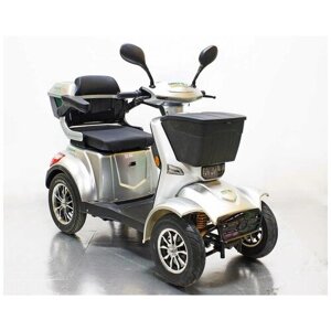 Электромобиль/скутер/мобилити GreenCamel Пони 4K (48V 500W 36 км/ч) четырехколесный с креслом для пенсионеров, пожилых и маломобильных Серебристый