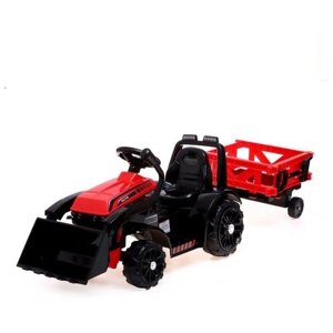 Электромобиль "Трактор", с прицепом, цвет: красный