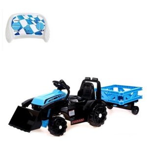 Электромобиль "Трактор", с прицепом, цвет синий