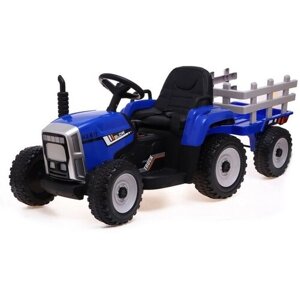 Электромобиль «Трактор», с прицепом, EVA колеса, кожаное сидение, цвет синий