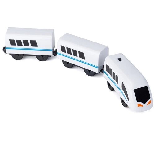 Электропоезд на батарейке для деревянной железной дороги с вагонами от компании М.Видео - фото 1