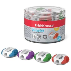 ErichKrause Точилка пластиковая S-Twist (33613), 24 шт. разноцветный