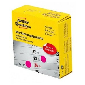 Этикетки Avery Zweckform Этикетки-точки 3850 800шт на листе диаметр 10мм/70г/м2/красный самоклей. универсальная (упак:1рул)