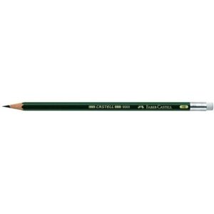 FABER-CASTELL Карандаш художественный чёрнографитный Faber-Castel CASTELL 9000 профессиональные HB с ластиком зелёный