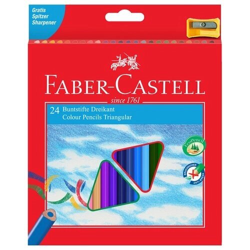 Faber-Castell Карандаши цветные трехгранные c точилкой 24 цвета (120524) ассорти от компании М.Видео - фото 1