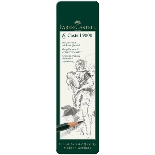 Faber-Castell Набор чернографитных карандашей серия 9000 6 шт., 119063 зелeный от компании М.Видео - фото 1